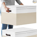 2 Pack EXTRA LARGE Blanket Storage Baskets with Lids 22”x16”x12” Closet Organizers Bins for Clothes Towel/ Toy Storage Box with Lid Handles/ Stackable Decorative Fabric Bins for Living Room Nursery