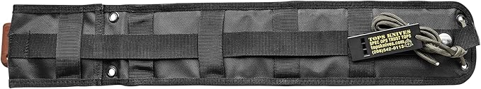 Tops Knives Power Eagle Full Tang Fixed Blade- Black Traction Coating Blade Finish- Black Ballistic Nylon Sheath