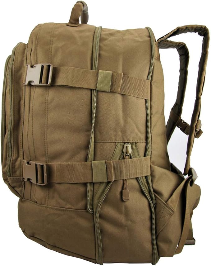 3 Day Tan Expandable Tactical Camping and Hiking Backpack Military Trekking Bag