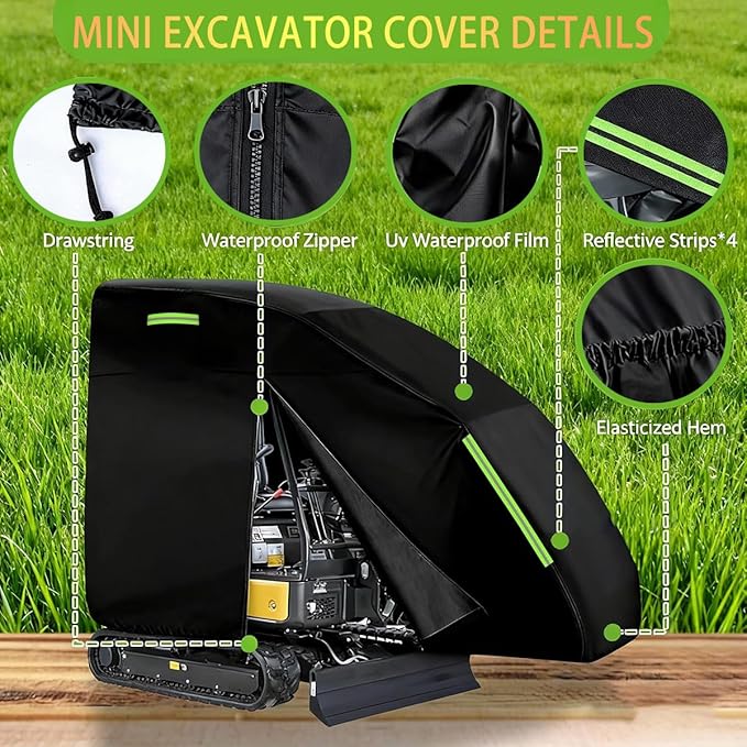 Mini Excavator Cover for Caterpillar(CAT) 301.7 CR 2018-2026 Water Resistant Compact Excavator Storage Cover All-Weather Outdoor Protection for Small Digger