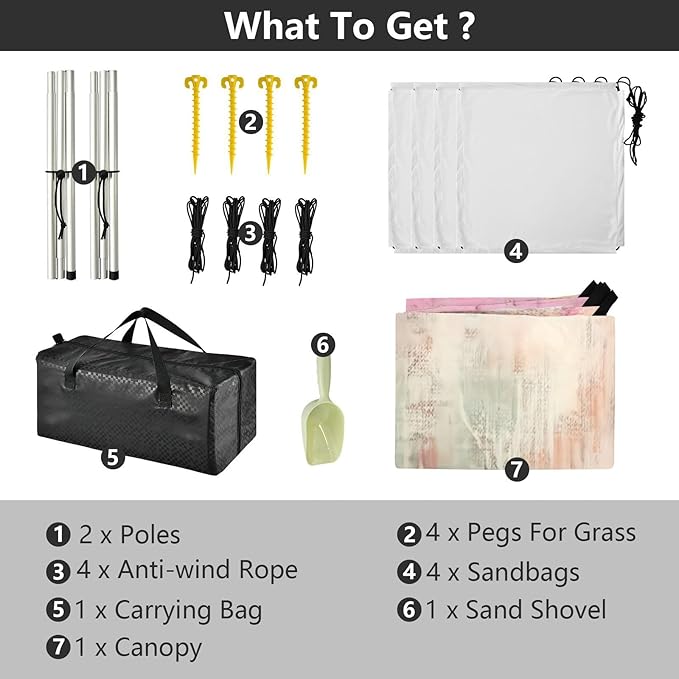 xigua Textured Pattern Beach Tent Sun Shelter with Carrying Bag - Silver Coated Oxford Fabric Beach Canopy for Beach Camping Fishing - Includes Windproof Ropes Sandbags &amp Stakes