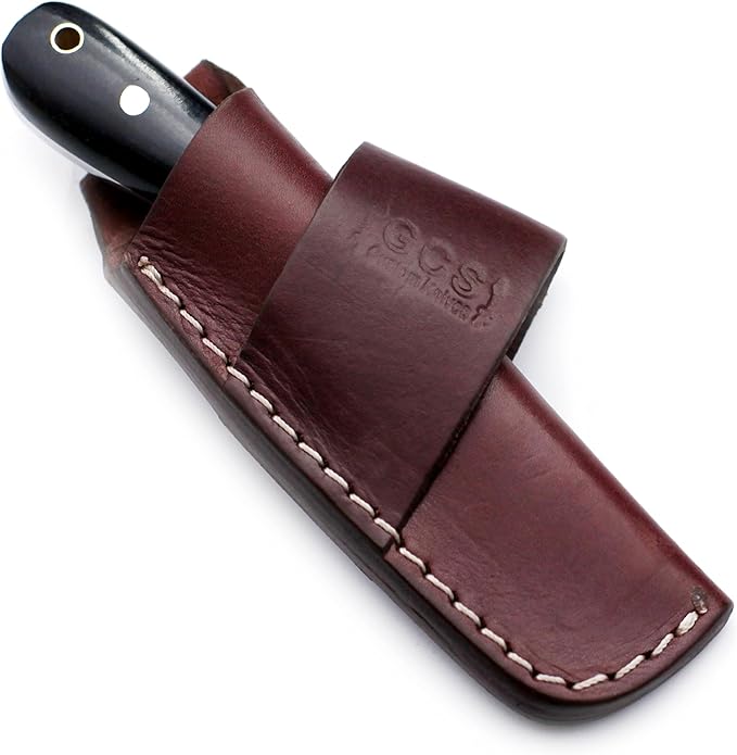 GCS Handmade D2 Steel Hunting Knife with Black Micarta Handle Full Tang Blade and Leather Sheath for Hunting Hunting Camping Survival EDC-GCS 917