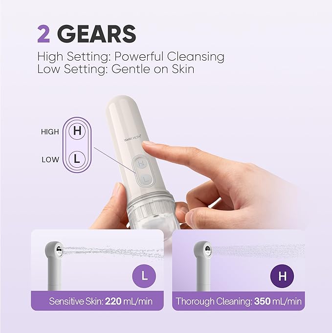 Portable Electric Bidet Sprayer - Handheld Travel Bidet with 2 Pressure Modes - Waterproof Foldable Pocket-Sized &amp Cordless for Bathroom Ultimate Personal Hygiene Cleaning at Home and Camping Whi