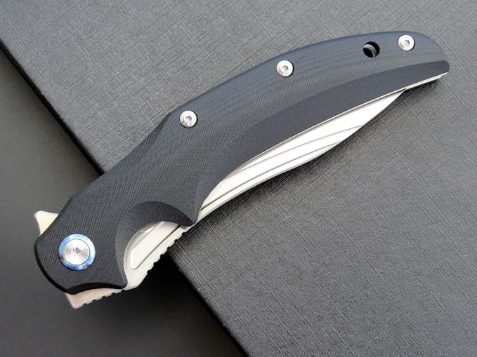 Eafengrow EF951 Folding KnifeD2 Blade and G10 Handle with Liner Lock Ball Bearing Pocket Knife EDC Tool for Outdoor Camping Survival(Black)