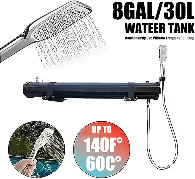 Pressurized Water Tank for Camping Shower - 5/5.3/8 Gallon Ideal for Water Storage in Trucks &amp Off Road Vehicles Heats Up to 140°F