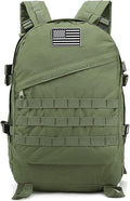LIMHOO Camo Backpack 40L Military Tactical Backpack Hiking Trekking Rucksack with USA Flag Patch (Army Green)