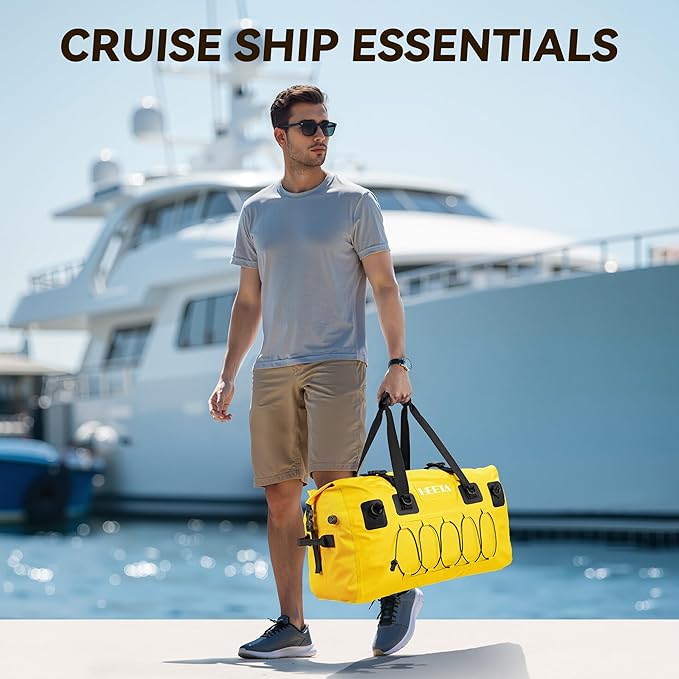 HEETA Waterproof Duffel Bag Motorcycle Dry Bag Backpack 60L/80L Extra Large Rolltop Travel Duffle Bags with Straps &amp Handles for Kayaking Rafting Boating Canoeing Camping Gym Beach Cruise Ship