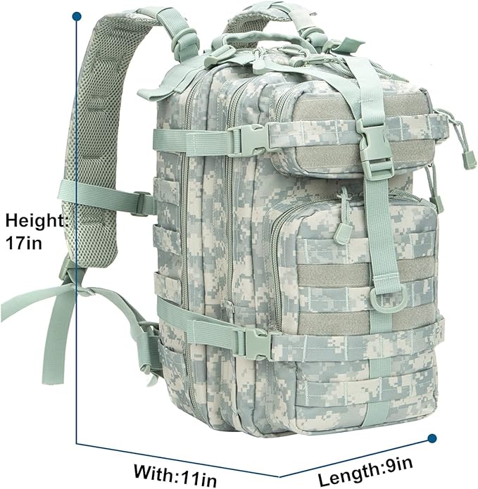 Greencity Army Tactical Backpack Military Assault Pack Flag Patch Outdoors Bug Out Bag Small Rucksack Molle Bag 30LACU