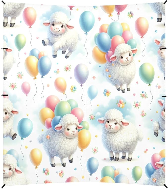 Colorful Balloons Sheep Beach Tent Sun Shelter Set UPF50+ UV Protection 10.5 x 9.19 FT Camping Shade Canopy with Sandbags Sand Anchors Carrying Bag and Others