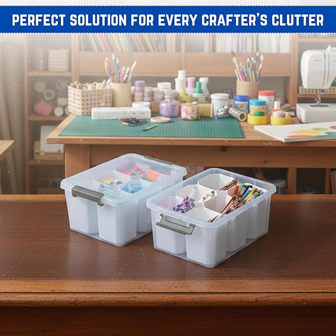 Trivon 17 QT Plastic Storage Bins Clear Storage Box with Lids Multipurpose Stackable Storage Containers for Organizing Tool Craft Crayon Clear Storage Bins with Lids