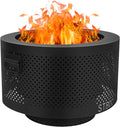 STBoo 24 Inch Smokeless Fire Pits for Outside with Portable Carrying Storage Bag Low Smoke Outdoor Fireplace for Bonfire Picnic Backyard on Beach Black XL