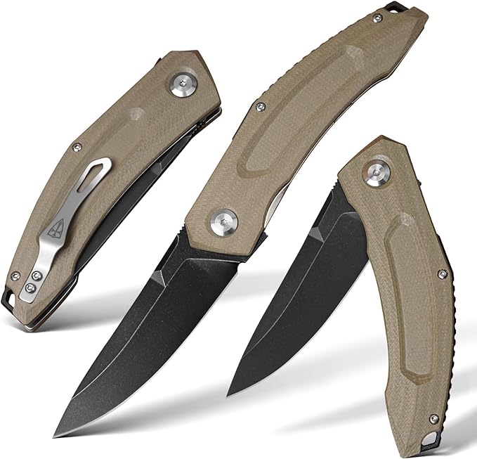 A2 Steel EDC Tactical Knife Titanium Coated Blade Hardness 60-61HRC Vacuum Deep Cryogenic Oil Quenching Heat Treatment - Survival Camping Jungle Daily Carrying Pocket Folding Knife