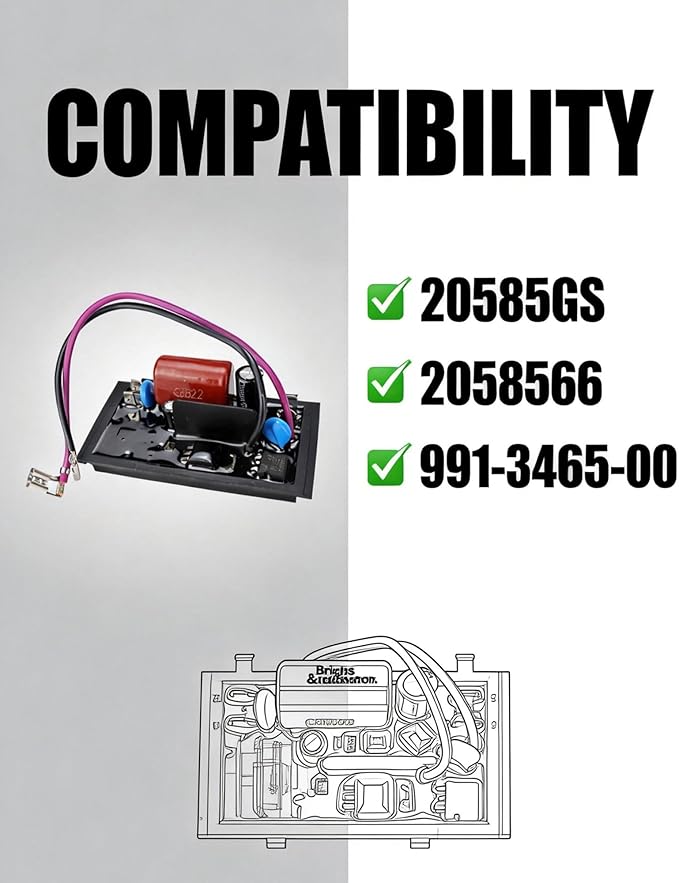 Flecto 20585GS Voltage Regulator Compatible with Briggs &amp Stratton Generator Replace# 2058566 991-3465-00 Restores Stable Power Output &amp Protects Connected Devices