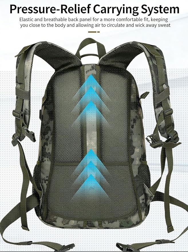 LINGYUE Tactical Backpack Waterproof Hiking Bagpack 30L Large Capacity Outdoor Daypack With MOLLE System For Camping Trekking Travel(F)