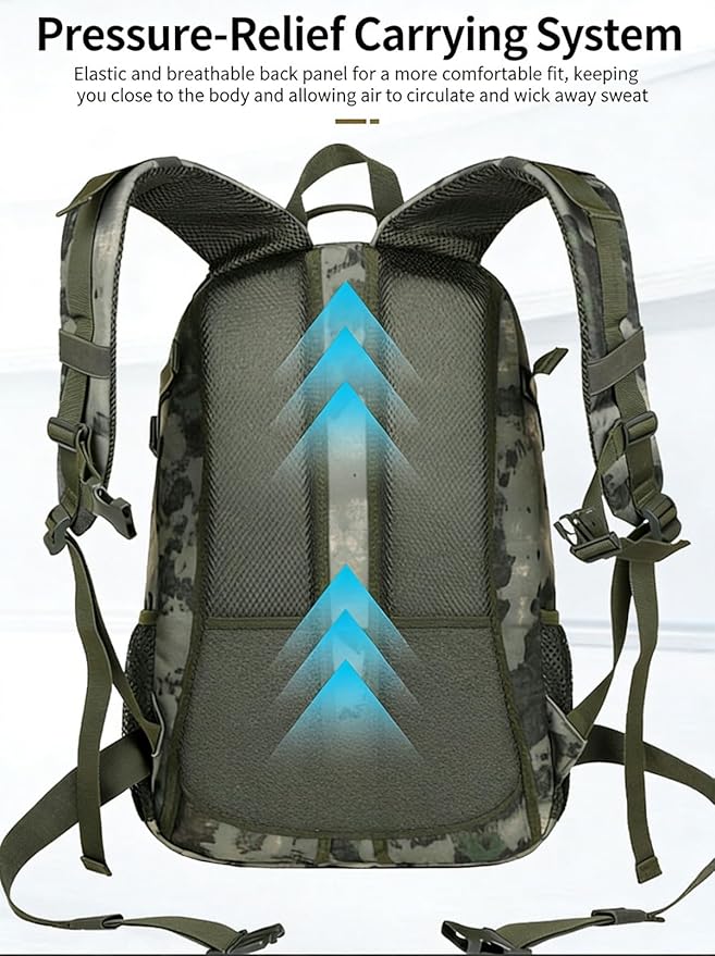 LINGYUE Tactical Backpack Waterproof Hiking Bagpack 30L Large Capacity Outdoor Daypack With MOLLE System For Camping Trekking Travel(A)