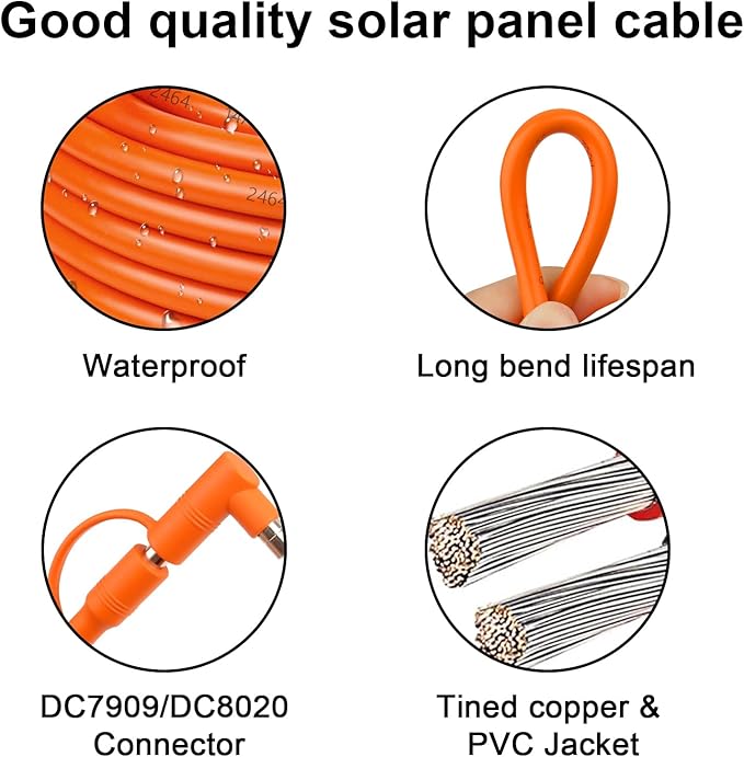20FT 14AWG DC7909 Solar Panel Extension Cable Compatible with Jackery Solar GeneratorSolar Charging Cord Female to Male with DC8020 Power Adapter Suit for Gz YetiAnker Jackery Portable Power Station