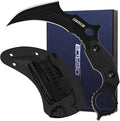 OERLA OL-0019BE Double Edge Karambit tactical Knife Full Tang 420HC Stonewashed Stainless Steel Fixed Blade Field Knife with EDC Adjustable Waist Clip and Kydex Sheath