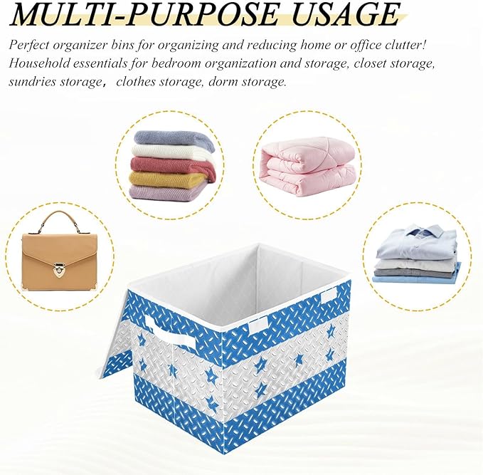 foldable 40 L storage bin with lid with handles heavy duty storage bag organizer Christmas for Home Office Organization Honduras Flag Honduran National Blue