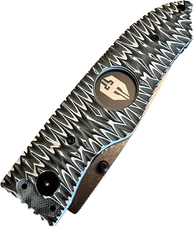 HOFFNER 3.5 EDC Folding Knife with Pocket Clip VG10 Japanese Stainless Steel Black Acid Washed Tanto Blade - (Chiseled Dark Ops Aggressive Texture Grip) - Camping Hiking Outdoor Survival