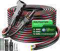 Bateria Power 10 Feet 12AWG Solar Panel Extension Cable 6mm² Twin Wire Conductor Parallel Solar Wire Adapter Kit with Waterproof Female &amp Male Solar Connectors for RV Marine Photovoltaic System