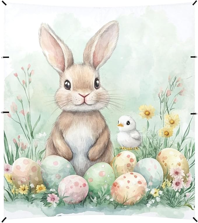 ALAZA Happy Easter Easter Rabbit Eggs Spring Flowers Chick Beach Tent Sun Shelter Portable Canopy Sunshade for Outdoor Camping Picnics Backyard Fun 10x9 ft