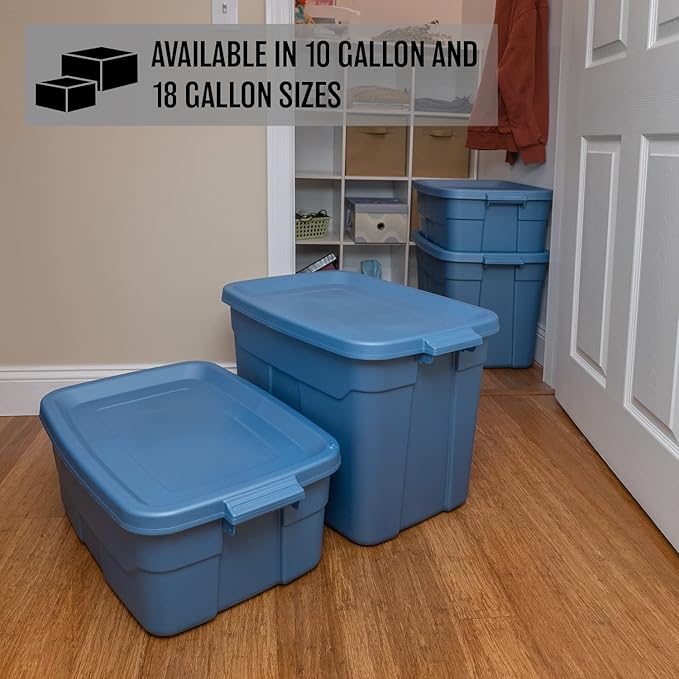 CX Rugged Tote 10-Gallon Heavy Duty Storage Bins with Lids Stackable Plastic Storage Bins with Weather-Resistant Design Home Organization 4 Pack (8.8H x 24.2W x 16.2D)