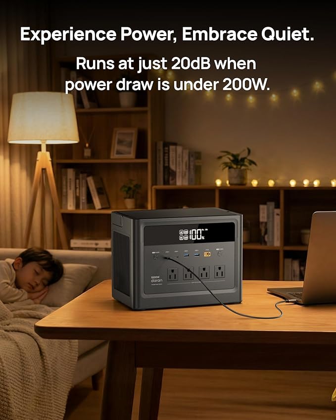 2026 Portable Power Station 1000W (Surge 2000W) 576Wh LiFePO4 Battery Solar Generator Power Bank 110V Pure Sine Wave AC Outlet with PD 100W USB-C Fast Charging for Home Use Hurricane Emergency RVs