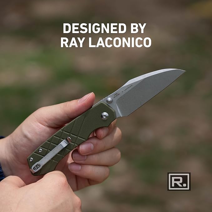 CJRB Kestrel Folding Knife 3.31'' AR-RPM9 Steel Blade G10 Handle EDC Knife for Outdoor Survival Camping Hiking Designed by Ray Laconico(J1962 Green)