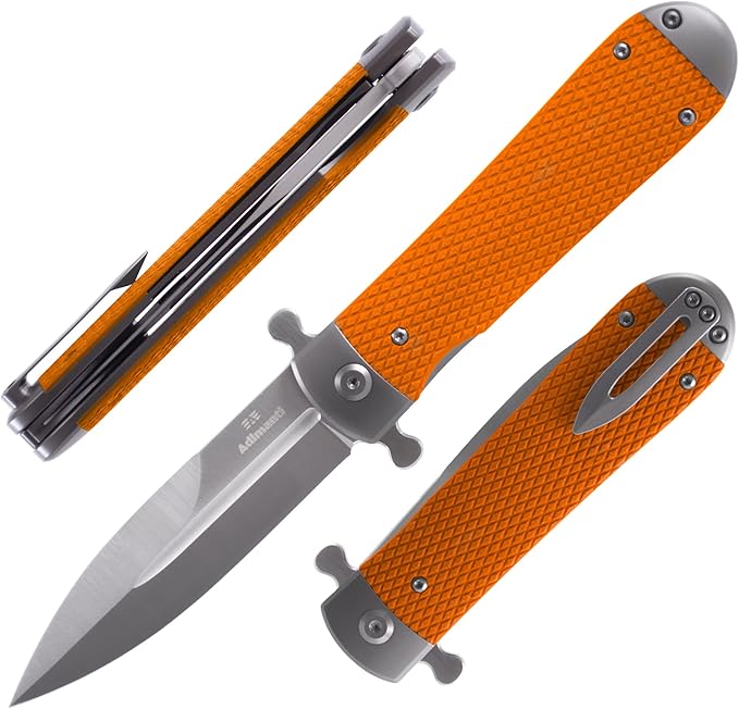 Firebird GANZO Adimanti Samson-OR Folding Pocket Knife Razor Sharp D2 Steel Blade Ergonomic G10 Anti-Slip Handle with Clip Hunting Fishing Camping Outdoor Flipper EDC Pocket Knife (Orange)