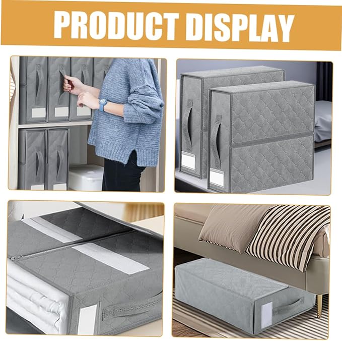 Luxshiny Foldable Bed Sheet Organizer Fabric Storage Box Collapsible Bin Closet Organizer