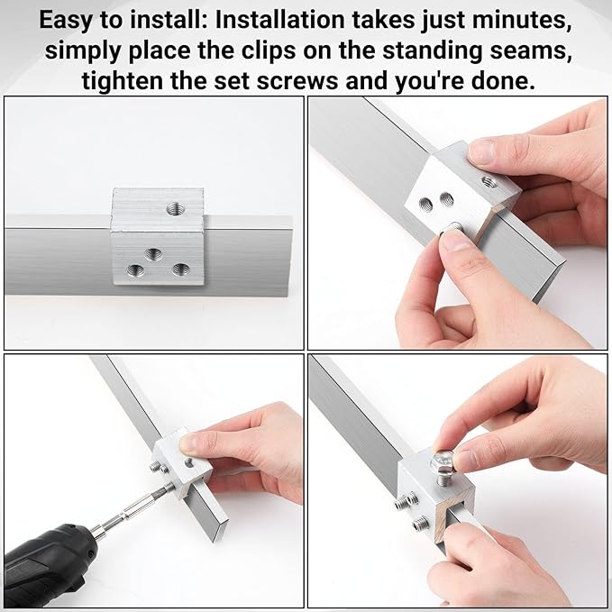 Tandefio 6 Sets Roof Clamp for Standing Metal Roof Standing Seam Bracket Clamp for Heat Cable Snow Guards Solar Panels Module Installation