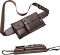Mens Crossbody Bag Brown Leather Lightweight Anti-Theft Slim Chest Sling Pack with Adjustable Strap for Travel Gym Running Hiking Everyday Carry Essentials