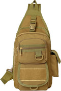 Tactical Chest Pack Military Molle Bag Men's Outdoor Sling Crossbody Bag(Camel)