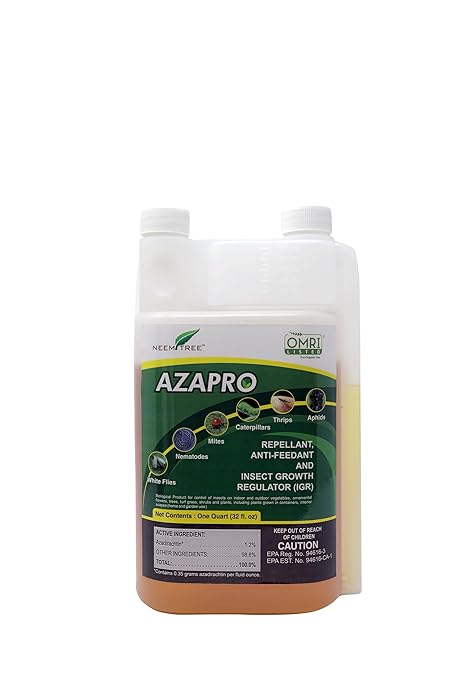 Azapro - Botanical Insecticide - Pest Management and Growth Control Concentrate for Organic Gardening (32 OZ)