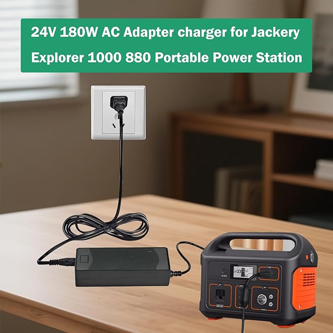 24V 180W Power Supply Charger for jackery 1000 880 Power Compatible with Jackery Explorer 1000 E1000 880 E880 Portable Power Station Solar Generator Replacement KA18024075-6C