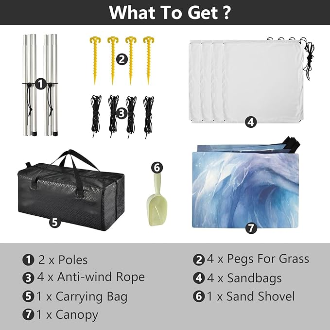 ALAZA Ice Fox Starry Sky Galaxy Beach Tent Sun Shelter UPF50+ Protection Beach Shade Canopy w/ 4 Sandbags for Outdoor Camping Fishing Backyard Fun Picnic 10x9 ft
