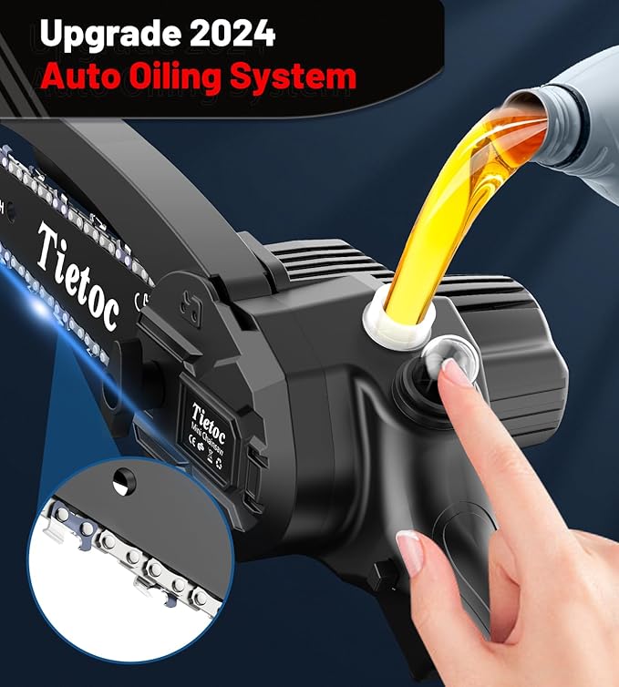 Tietoc Mini Chainsaw 6 Inch Cordless Portable Electric Chain Saw Small Handheld Battery Powered Super Saws Gifts for Men Women Birthday Gift for Dad Fathers Husband Him Her Mom Mothers Grandparent