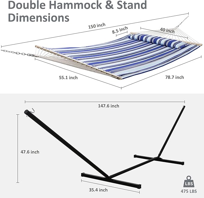 SUNCREAT Hammocks Portable Hammock with Stand 475lbs Capacity Hammock Storage Bag Heavy Duty Hammock Handbag