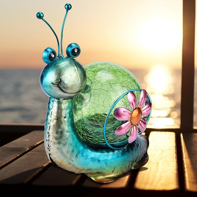 MUMTOP Solar Lantern Outdoor Waterproof LED Solar Lights Snail Decorative Tabletop Lanterns for Patio Garden Table Decor