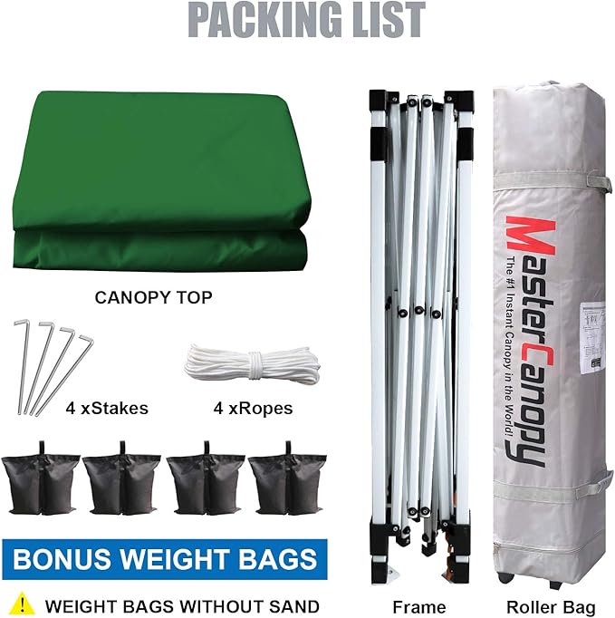 MASTERCANOPY Durable Pop-up Canopy Tent with Roller Bag (Forest Green)