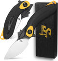 Sitivien ST163 Folding Pocket KnifeAUS-10 Steel Blade G10 Handle EDC Tool Knife for Outdoor Survival Camping Hiking(Yellow)