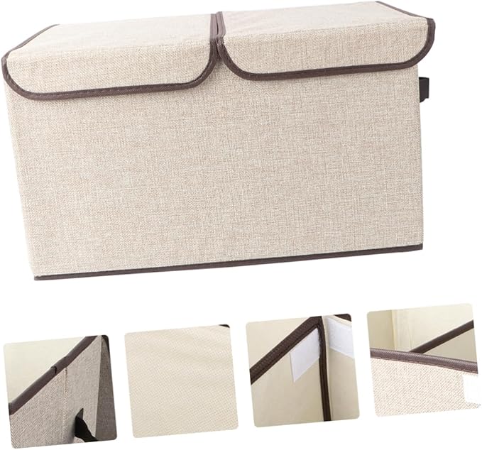 Cabilock Storage Organizer Baskets Cotton Linen Wardrobe Storage Bin Lid Versatile