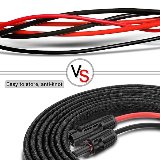 Solar Panel Extension Cable - 25FT 8AWG(10mm) Twin Wire with Female and Male Connector Tinned Copper PV Wire for Home Boat RV Outdoor
