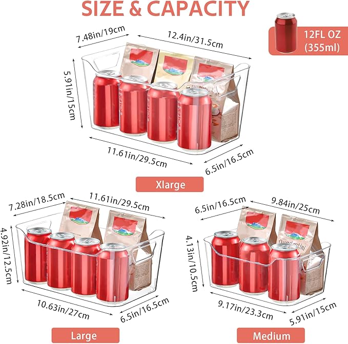 Clear Plastic Storage Bins - 12 Pack Pantry Organizers and Storage Clear Pantry Organizer Bins X-Large Plastic Containers with Handle for KitchenFreezerCabinetClosetBathroom Under Sink