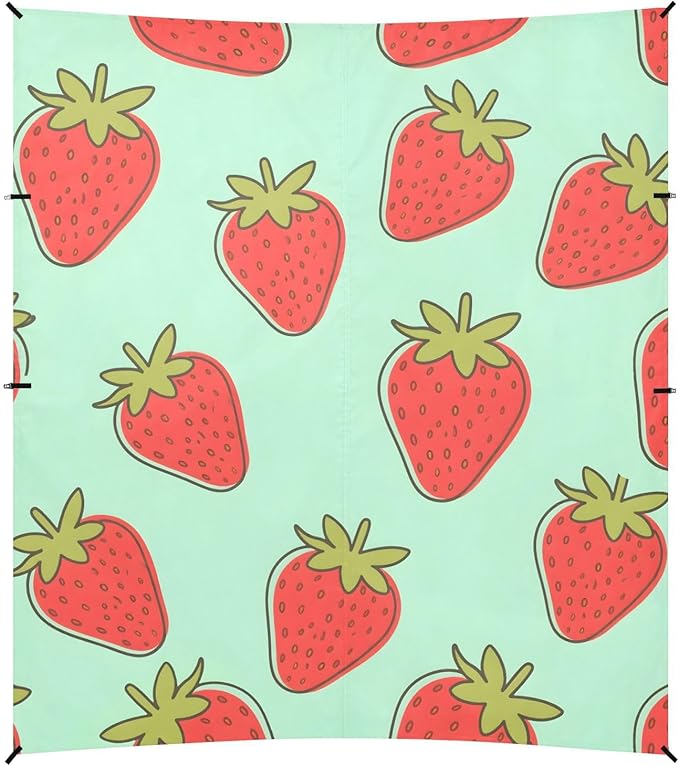 ALAZA Strawberry Green Pattern Beach Tent Sun Shelter Portable Canopy Sunshade for Outdoor Camping Picnics Backyard Fun 10x9 ft