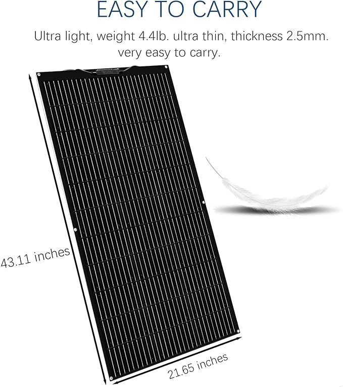 Flexible Solar Panel kit 100W Monocrystalline module10A charge controllerExtension cable Off-Grid Charger for RV Boat Van Car Curve Surfaces (100W SOLAR KIT)