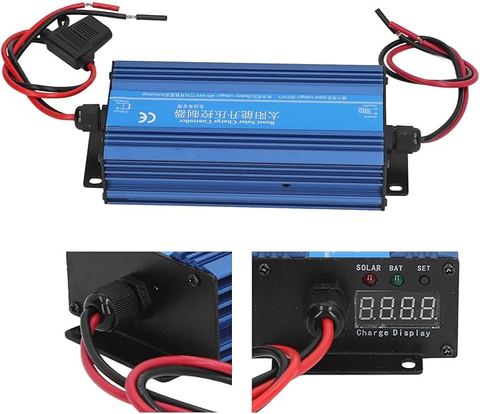 Boost MPPT Solar Controller 600W 26-63V Input LED Display Solar Panel Regulator Step Up Solar Controller for 48V / 60V / 72V and Lithium Battery