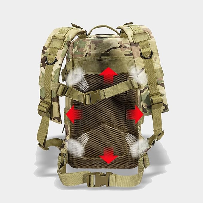 30L Military Tactical Backpack Lightweight Hiking Camping Bag Army Assault Pack Water-Repellent Digital Camouflage Travel Rucksack 3 Day Bug Out Bag