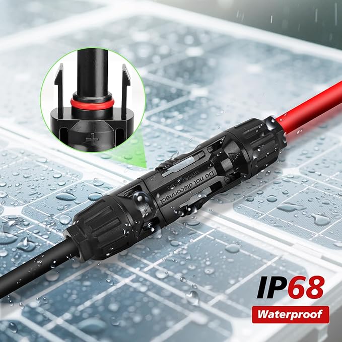 4 Pairs Solar Connectors Y Branch 1 to 2 Parallel PV 30A Adapters Cable Wire Plug Tool Kit14-10 AWG Cable for Solar Panel