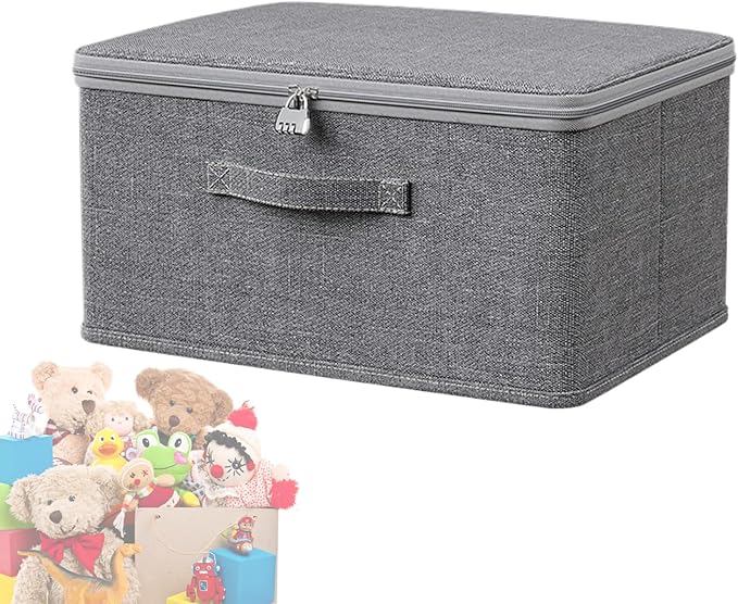 Lockable Storage Bin – Stackable Organiser Chest with Lid Secure Snacks Storage Box | Durable Protective Clothing Storage Tote Heavy Duty Utility Lock Container for Garage Sweater Holder